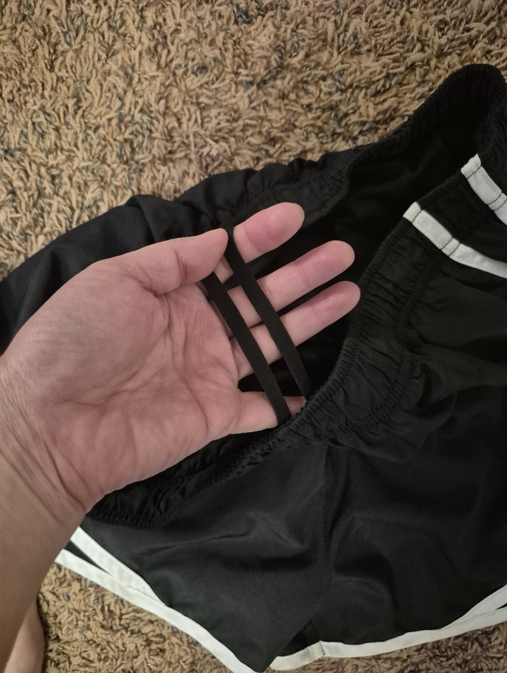 Nike Black Athletic Lined Shorts with White Piping Size L - Picture 4 of 7